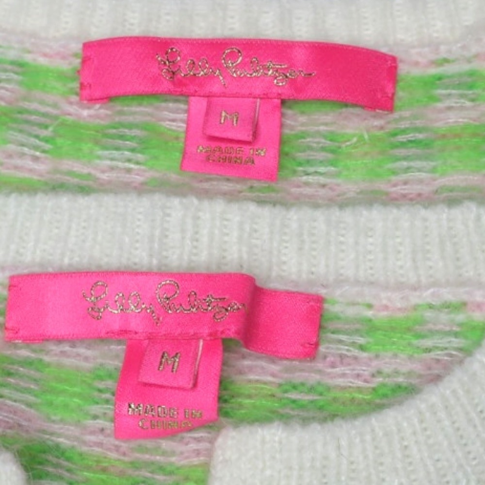 LILLY PULITZER Viera Sweater Set Orb Green Check Jacquard Size Medium - Picture 10 of 14
